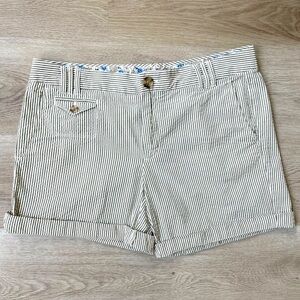 Banana Republic Sage Green Cream Striped Shorts
